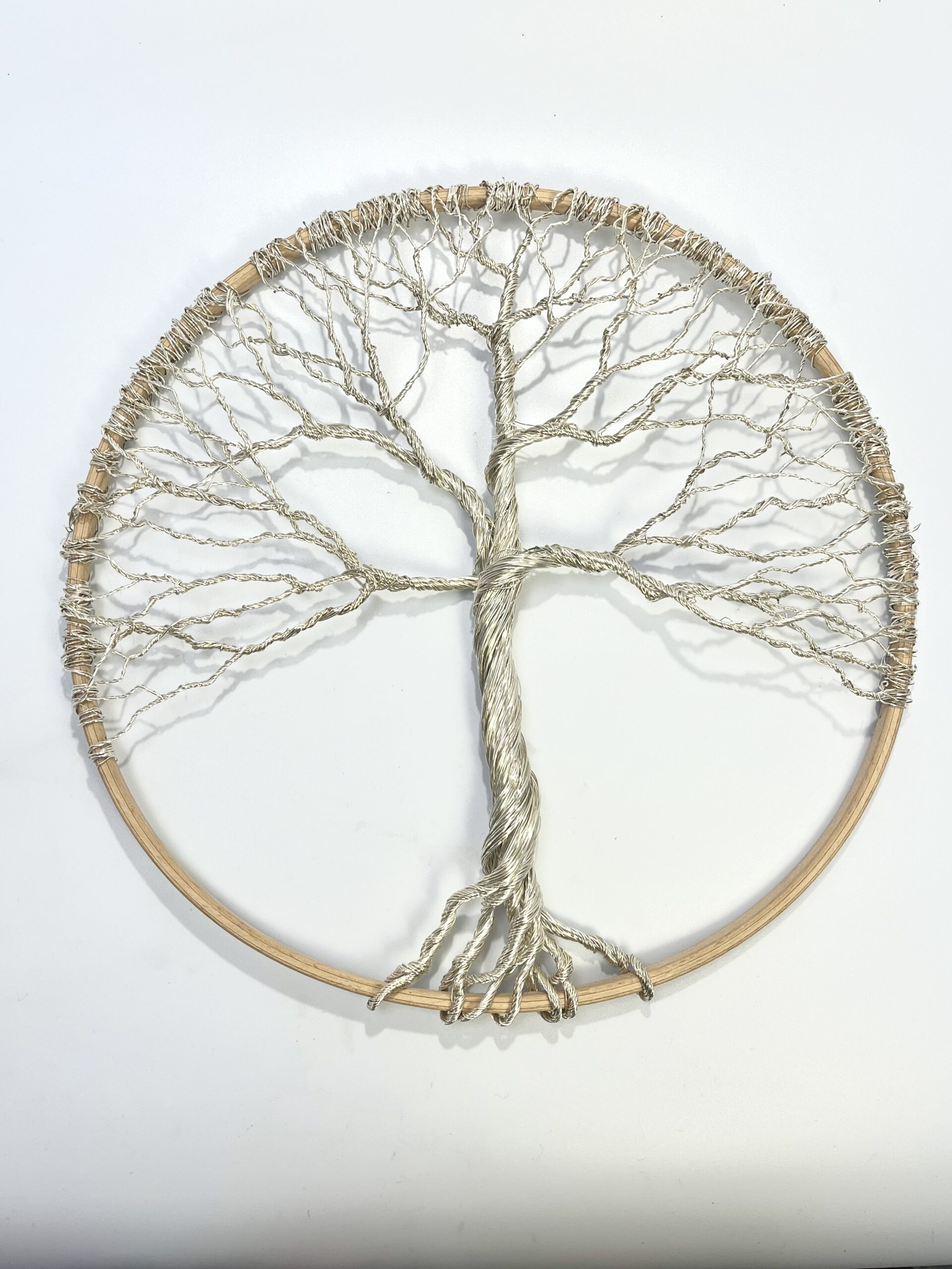 Silver winter tree of life in a 12 inch wooden frame