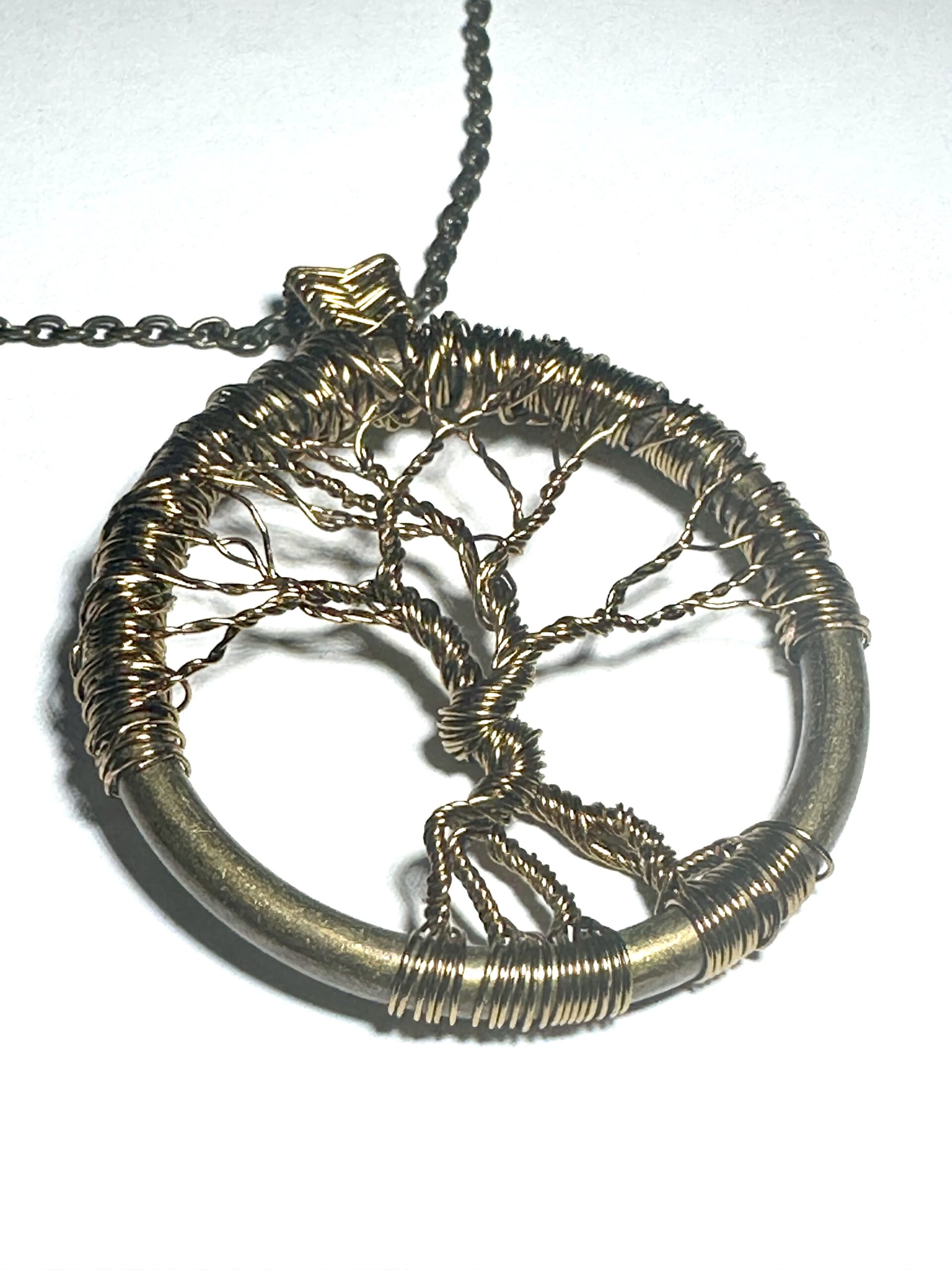 Antique Bronze Winter tree of life pendant