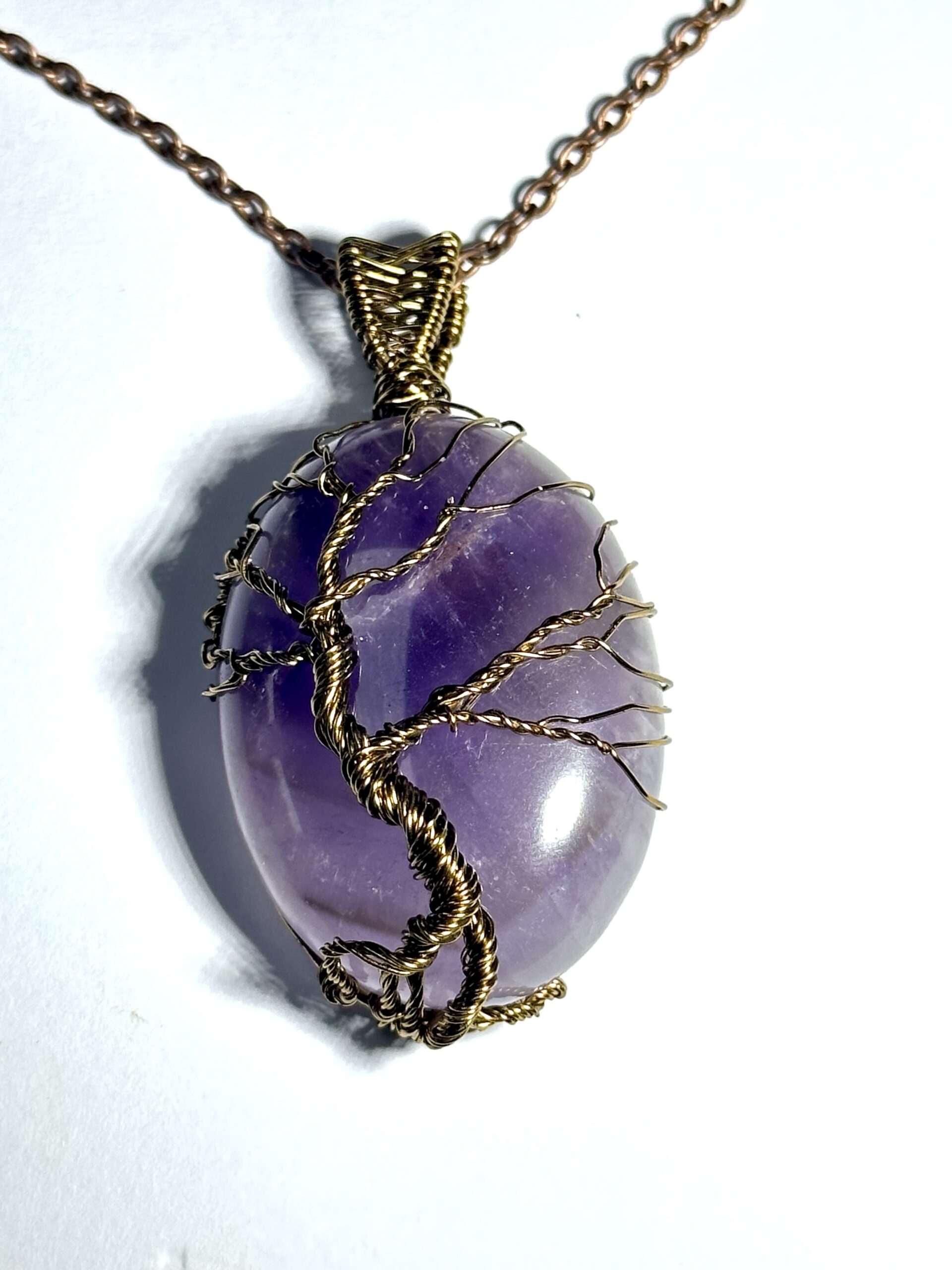 Antique Bronze and Amethyst Tree of Life Cabochon