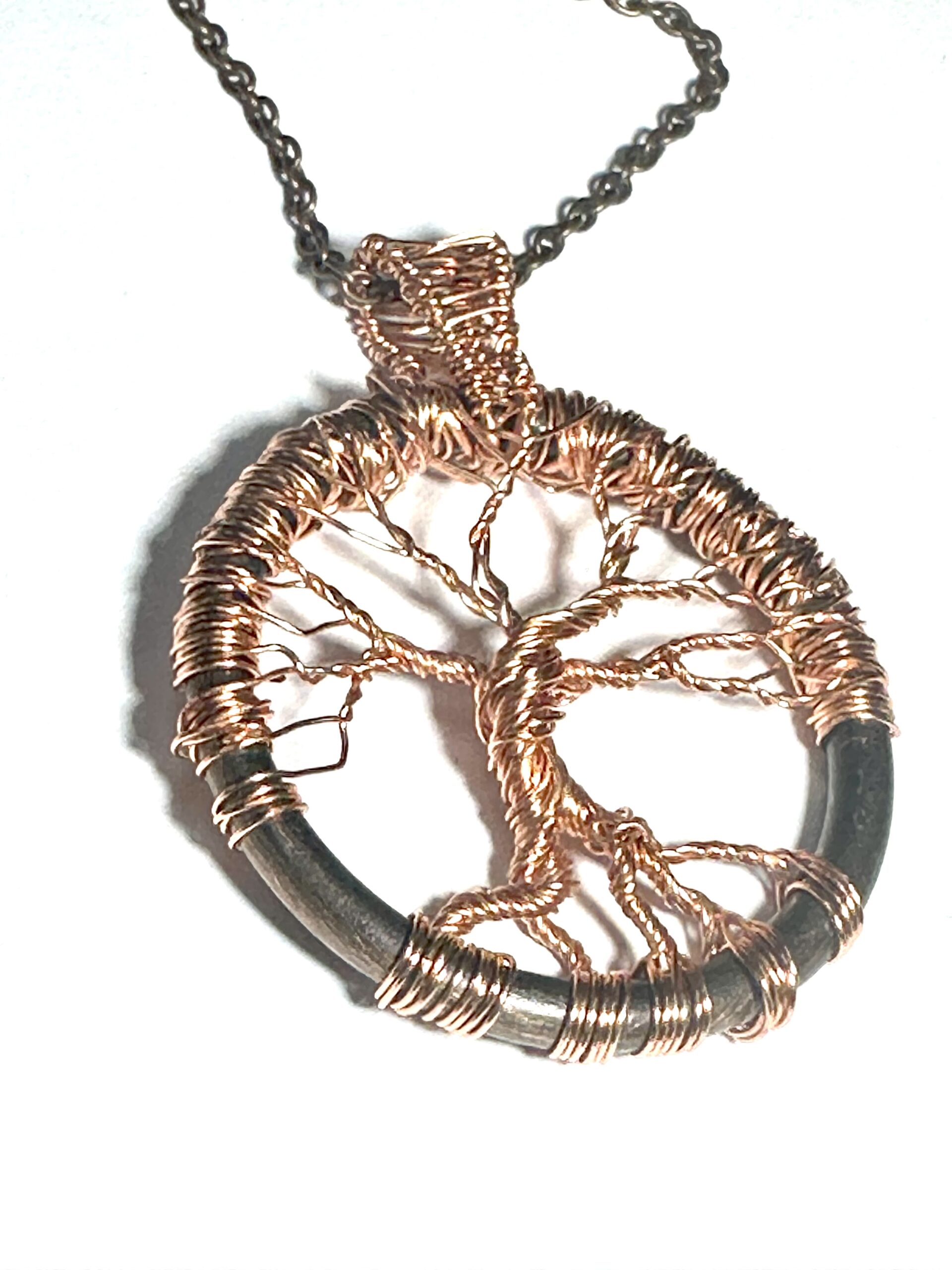 Copper Winter tree of life pendant