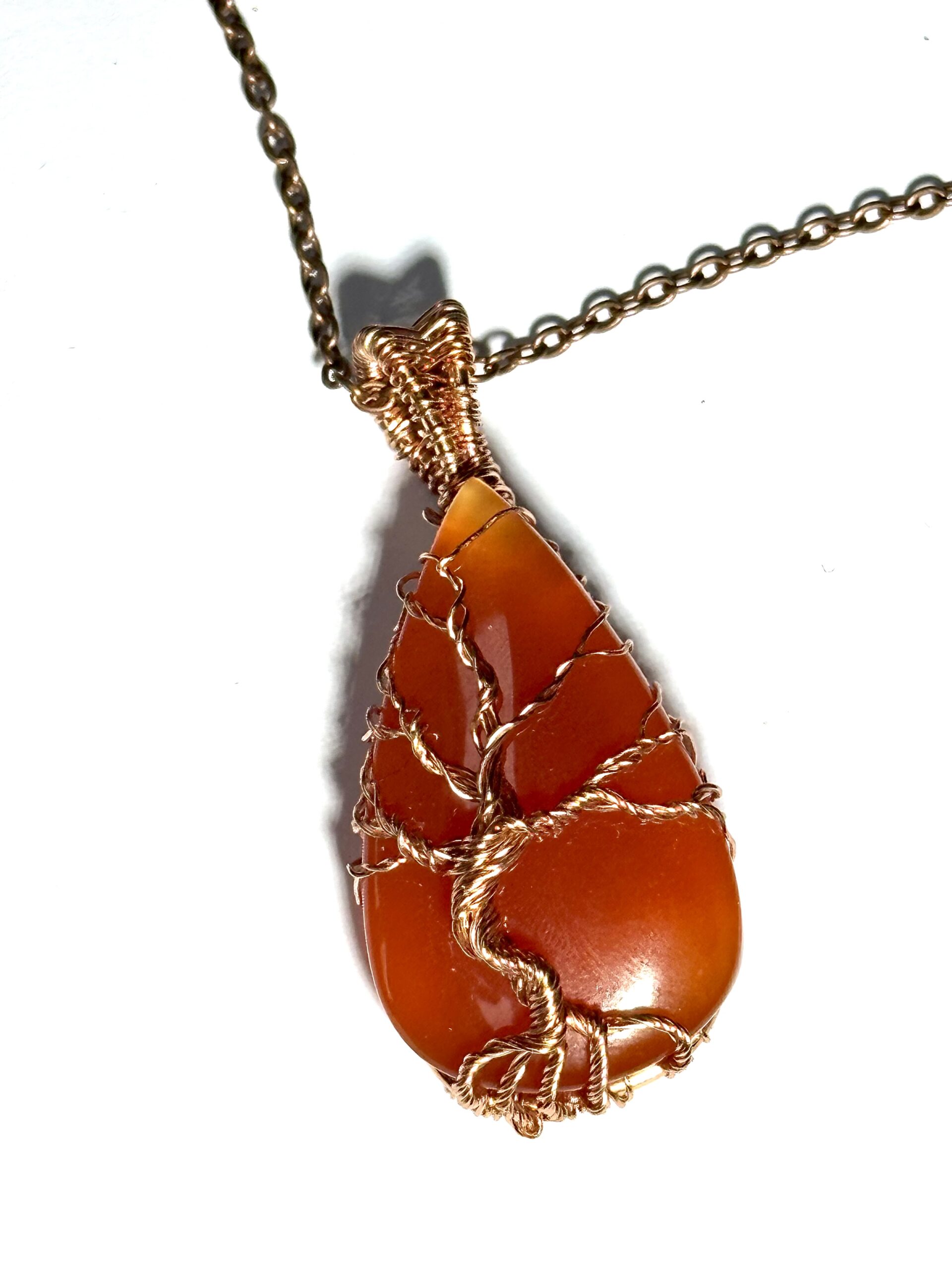 Copper and Carnelian Tree of Life Cabochon pendant