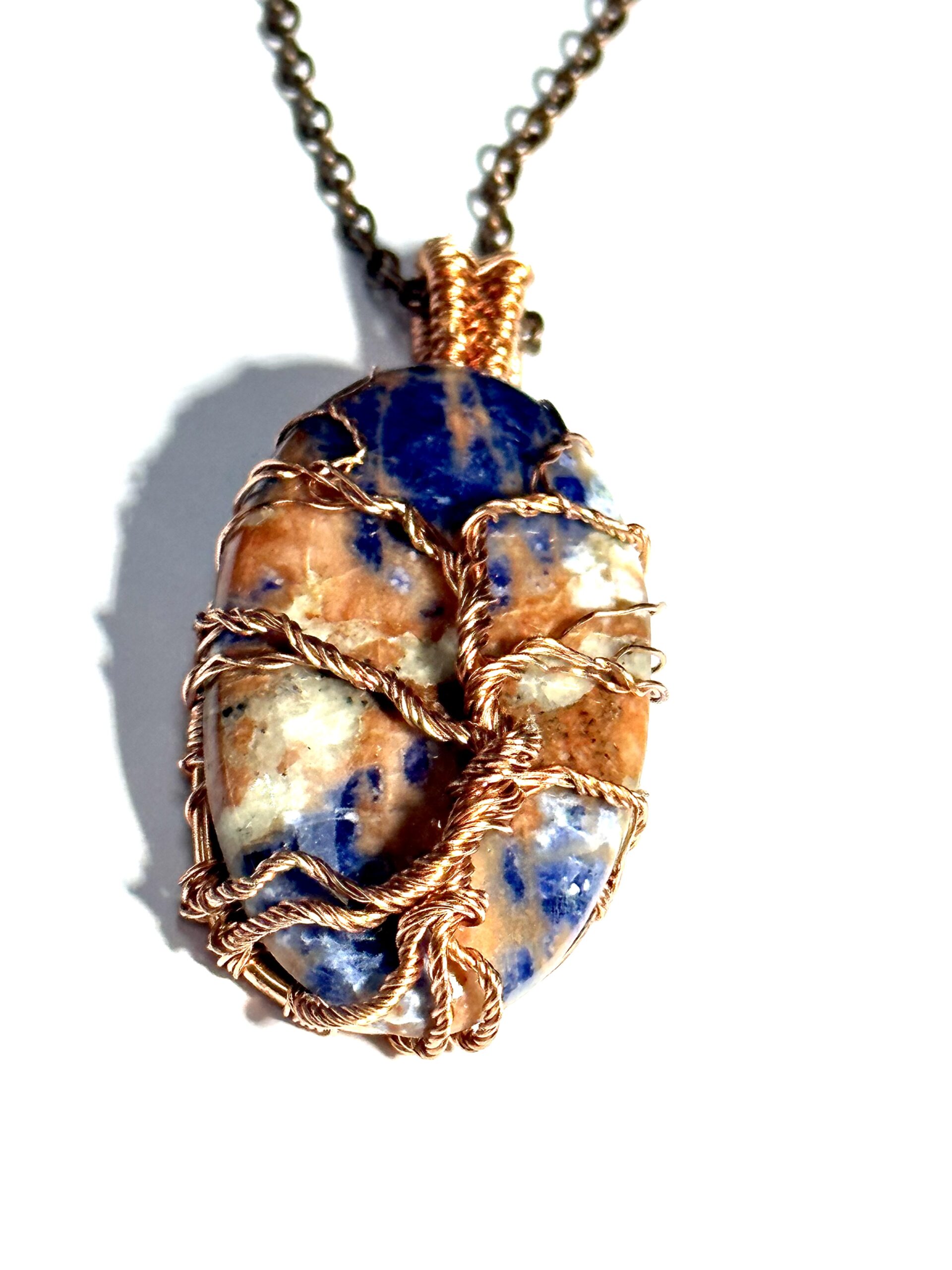 Copper and Sunset Sodalite Tree of Life Cabochon